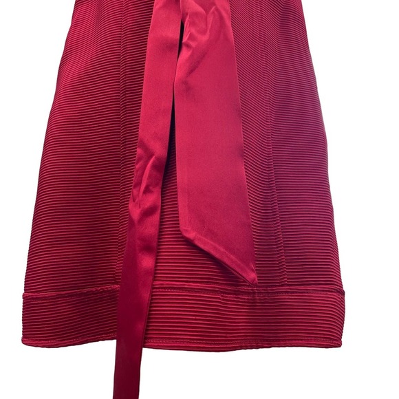Nanette Lepore Strapless Cocktail Dress Crimson Red Ribbon Tie Waist 2 - Picture 6 of 12